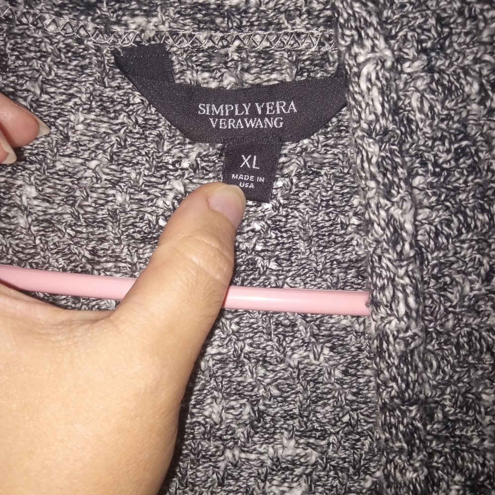 Simply Vera Vera Wang Long Cardigan XL Black/White/Grey - Picture 2 of 10